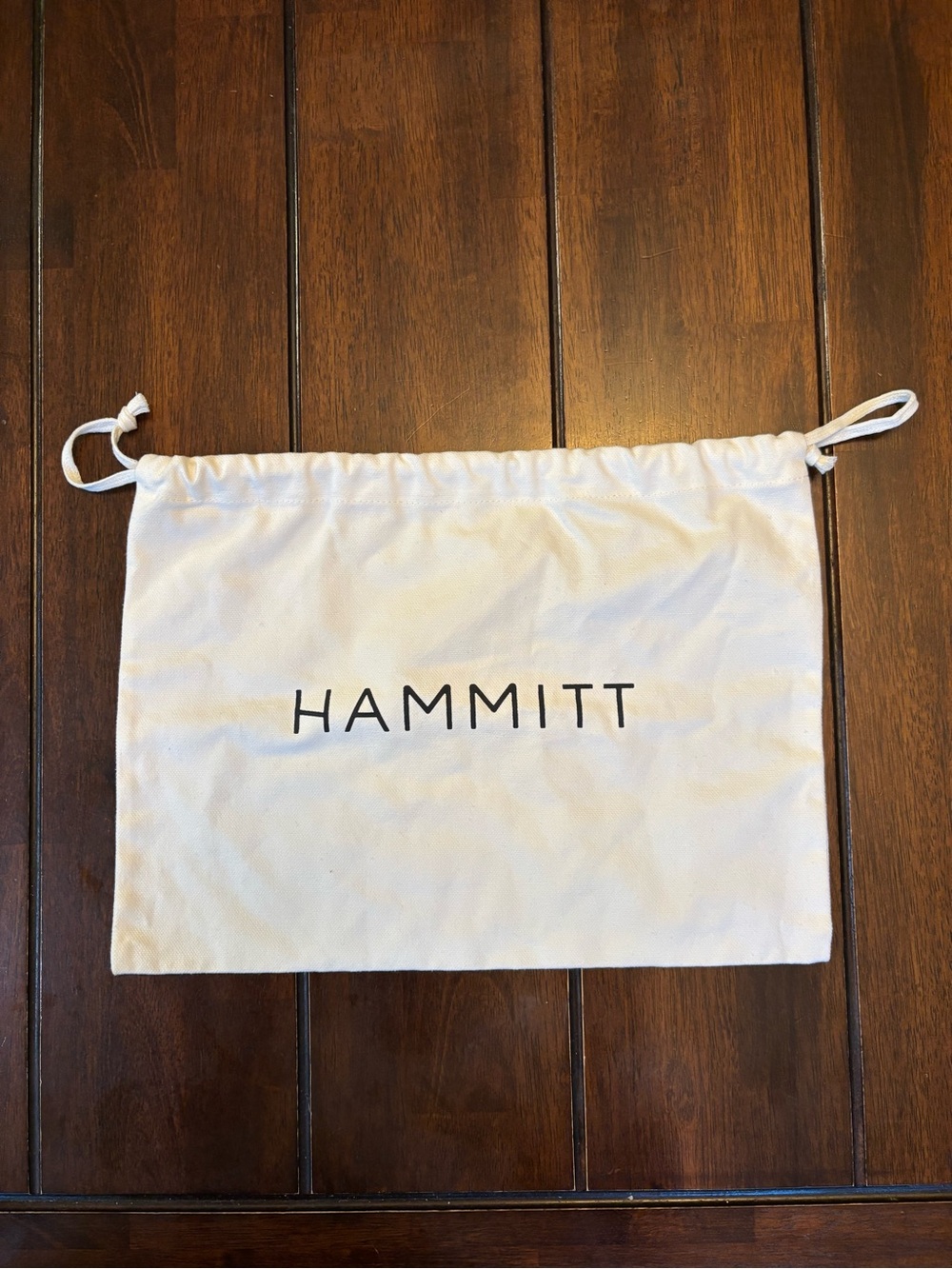 Hammitt Creamy White Cotton Drawstring Storage Purse Bag with Black Logo Medium